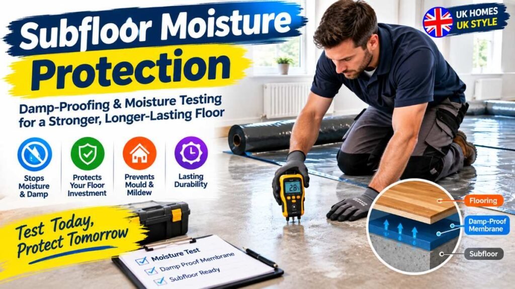 Moisture testing and damp-proofing preparation for kitchen flooring