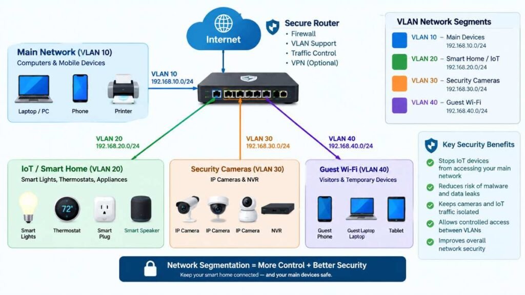 Secure VLAN network segmentation for smart home automation devices