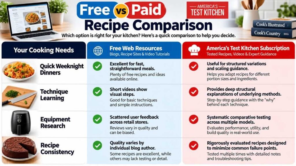 comparing free recipes with ATK