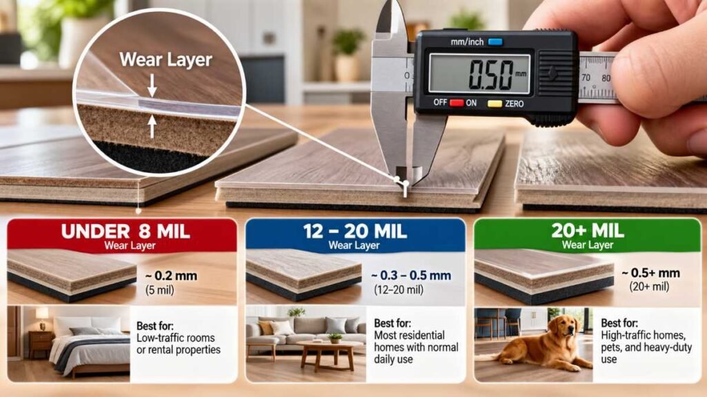 luxury vinyl flooring wear layer measurement