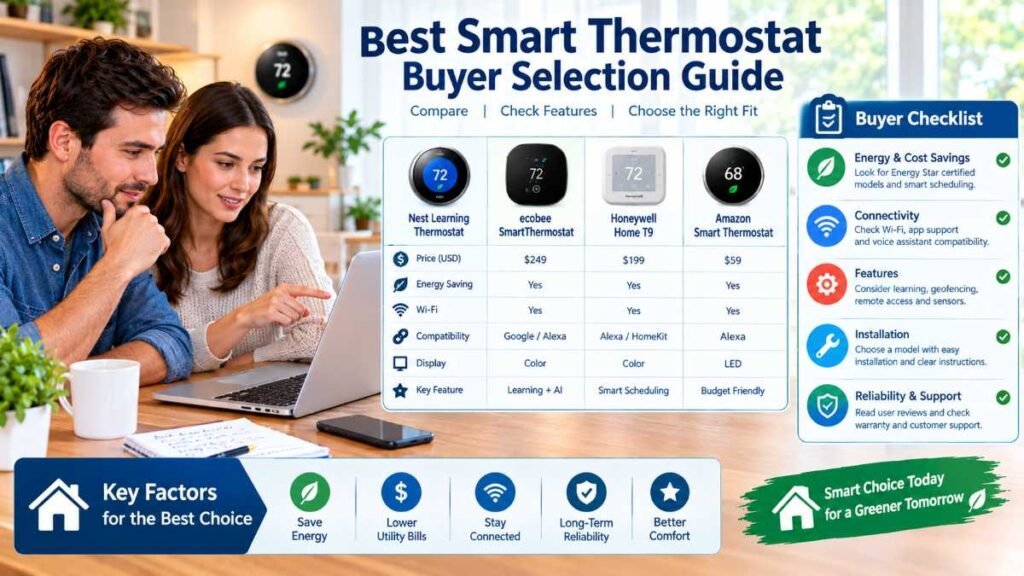 Homeowner reviewing smart home control options on a mobile phone near a best smart thermostat