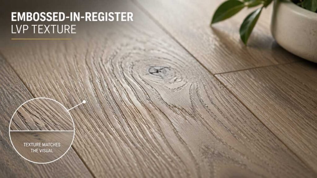 Close-up of EIR luxury vinyl flooring grain