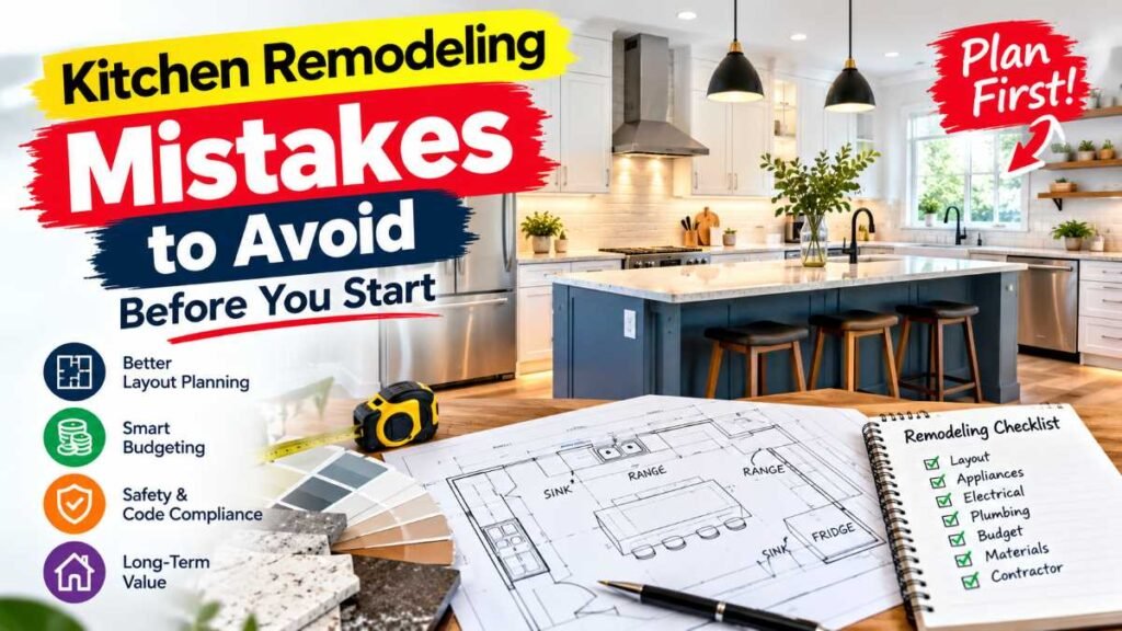 Modern kitchen layout plan showing common kitchen remodeling mistakes to avoid