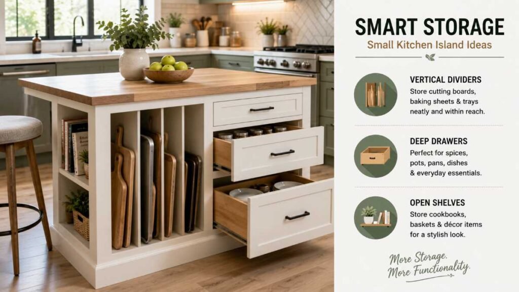 Clever storage features in Small Kitchen Island Ideas