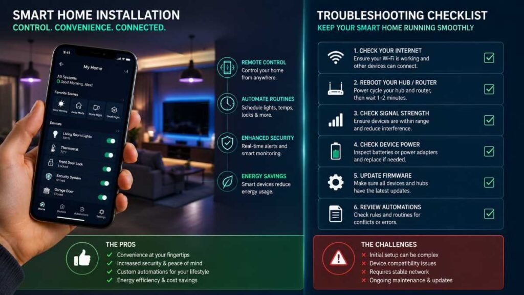 Balanced comparison overview for evaluating a complex smart home installation project.