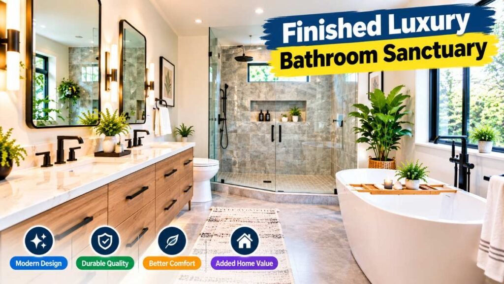 A completed high-performance bathroom remodeling project
