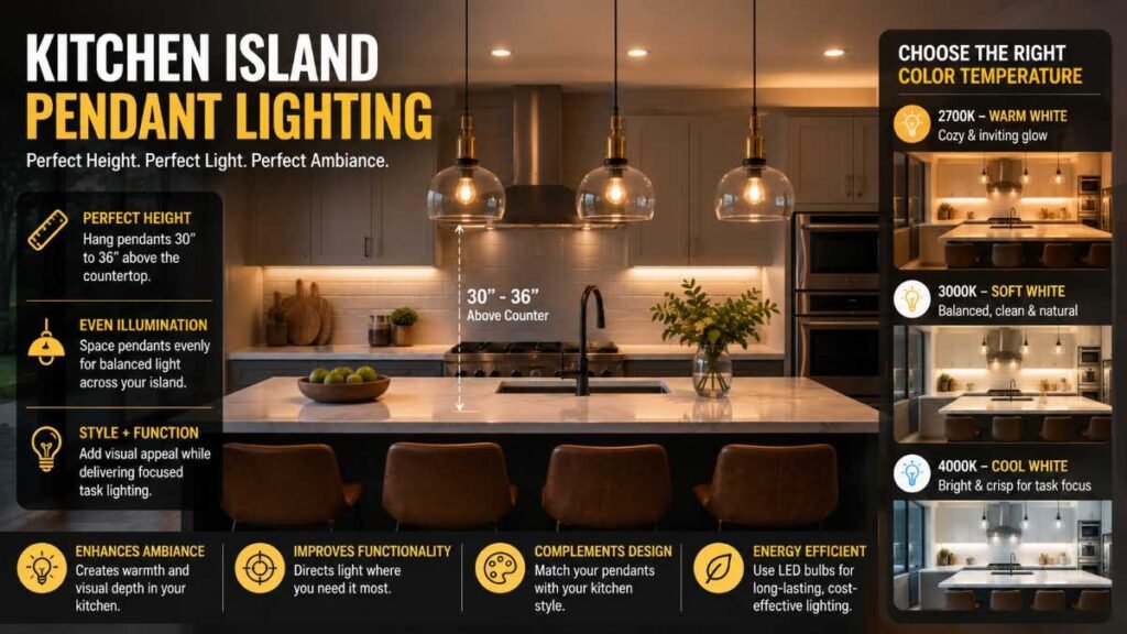 hanging over a kitchen island to complete smart kitchen lighting ideas.