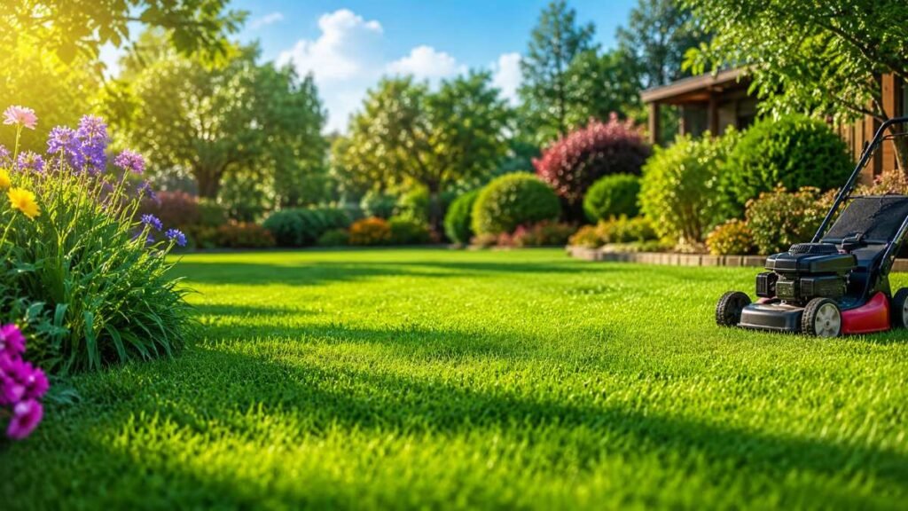 A lush, thick green yard in summer showing the visual results of following proper lawn care habits.