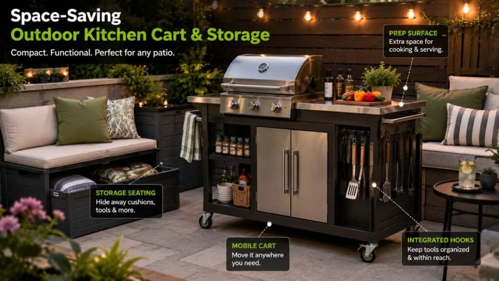 Space-Saving Outdoor Kitchen Cart and Storage