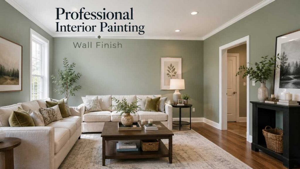 Beautiful modern room highlighting a high-quality interior painting finish on smooth drywall.
