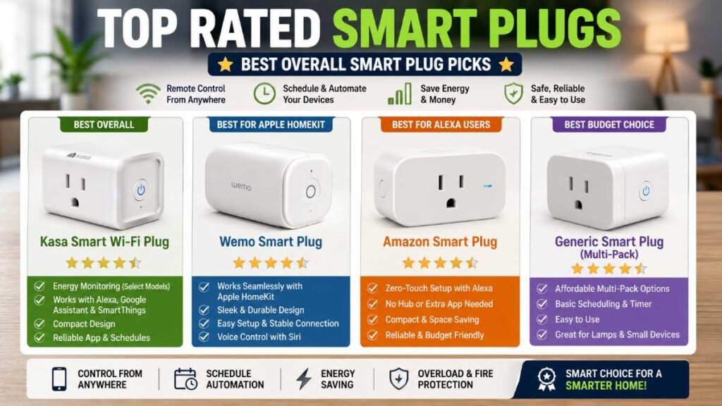 Our top recommended smart plug models for automated home routines.