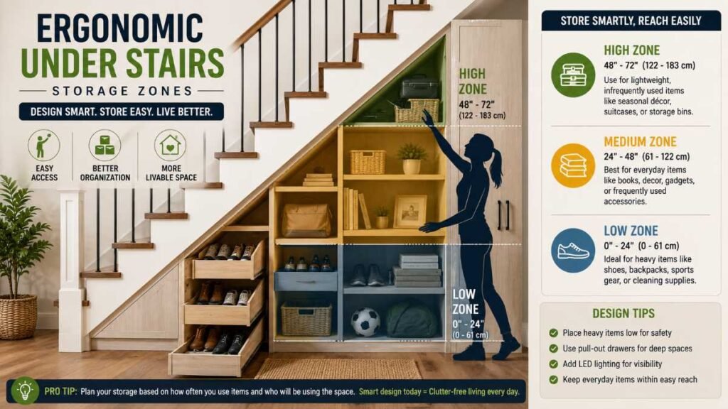 Ergonomic Under Stairs Storage Zones