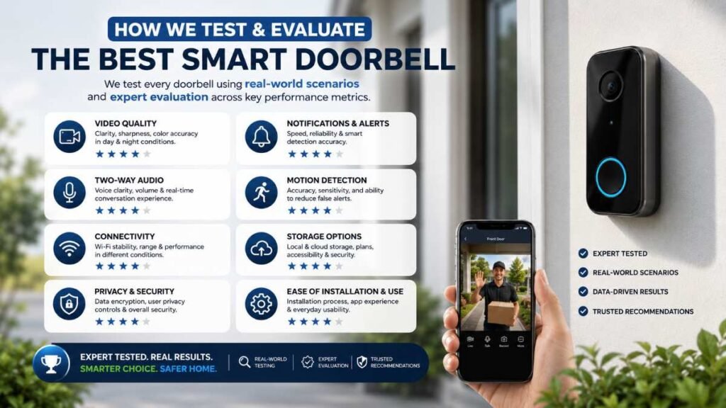 Professional methodology used to test and review a best smart doorbell.