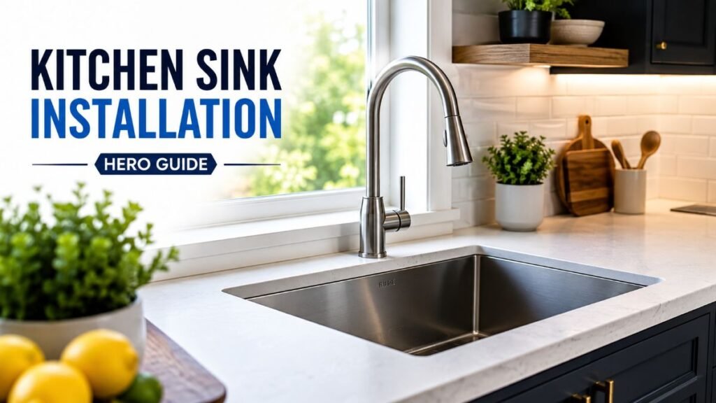 Professional kitchen sink installation setup in a modern home