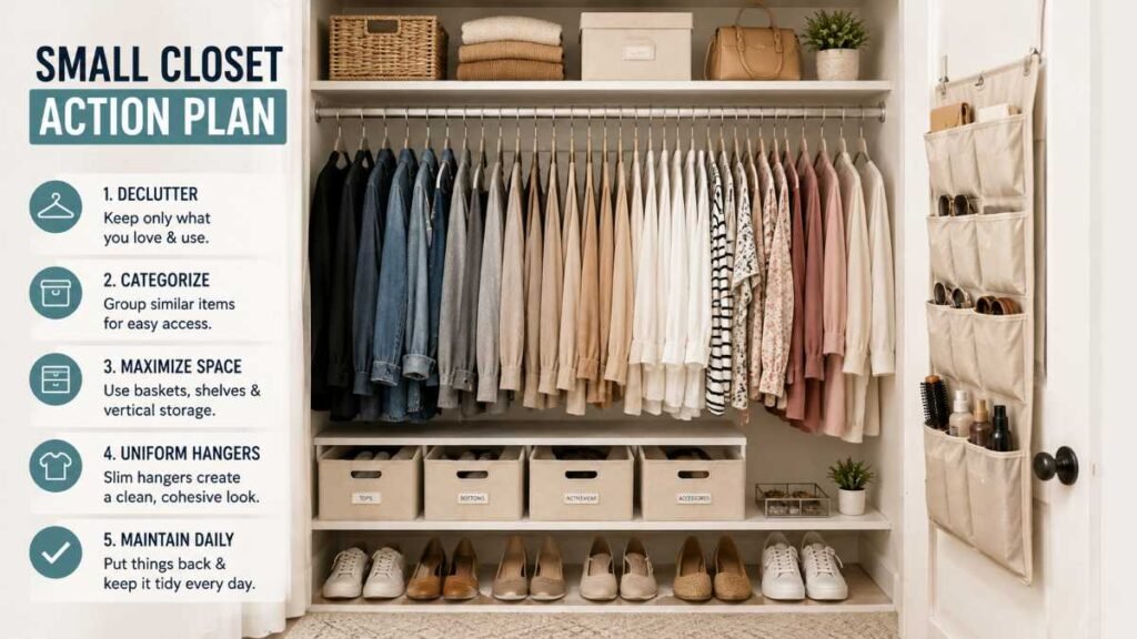Long-term maintenance tips for small closet organization ideas