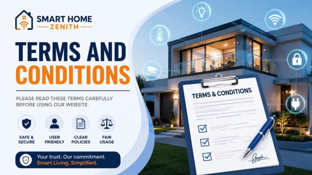Terms and Conditions policy page for Smart Home Zenith
