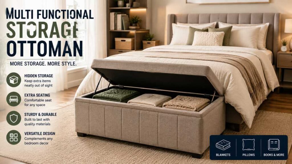 Double duty furniture for bedroom storage ideas for small rooms