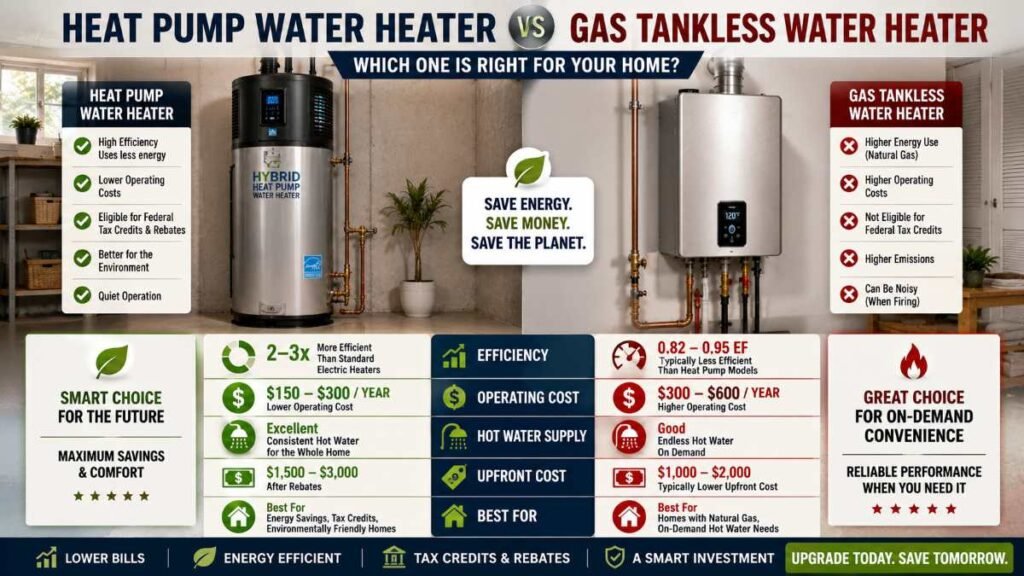 Comparing options against a heat pump water heater in the USA.