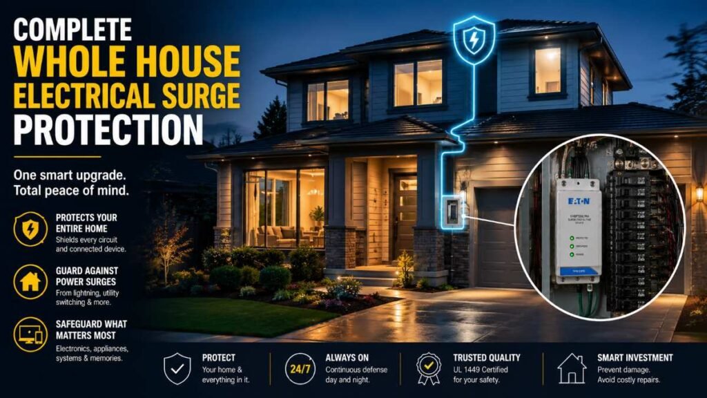 Modern home illuminated at dusk with stable electrical infrastructure