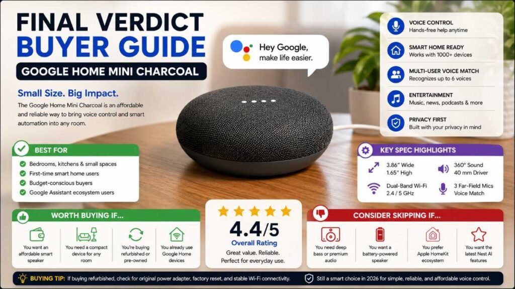 google home mini charcoal final recommendation setup on shelf