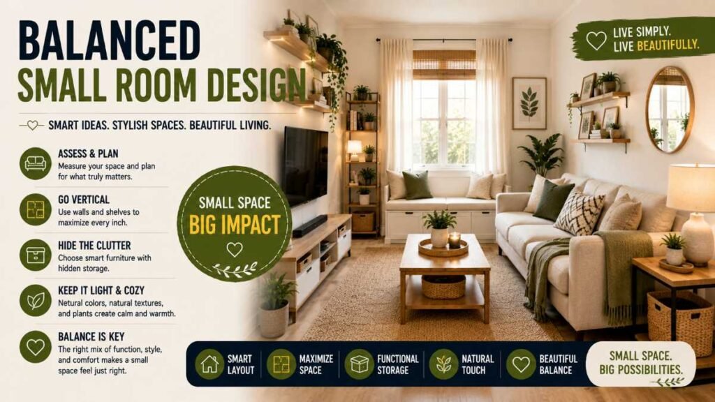 Finished compact space using small area decorating ideas