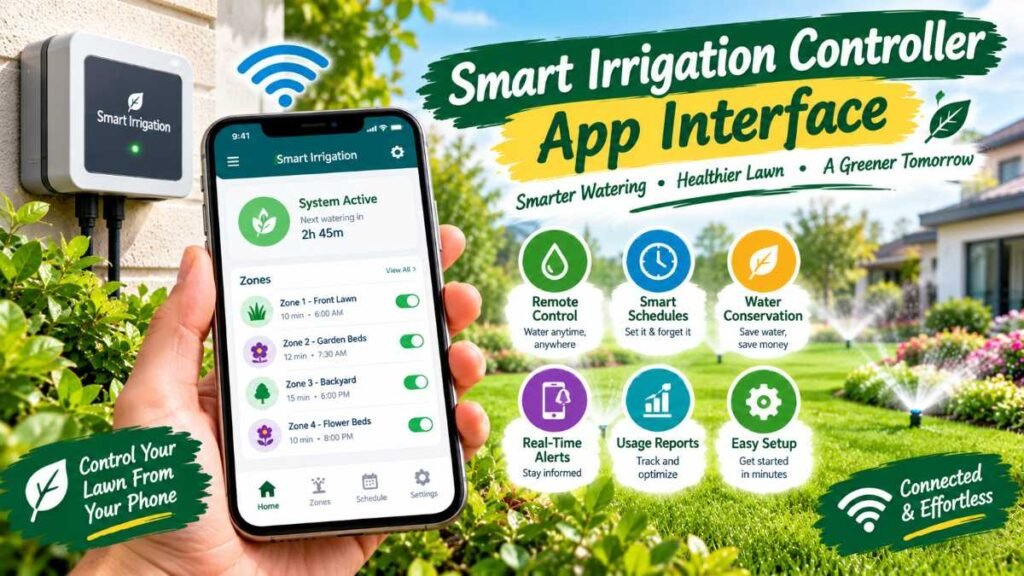 Smartphone showing smart irrigation controller weather-based watering schedule