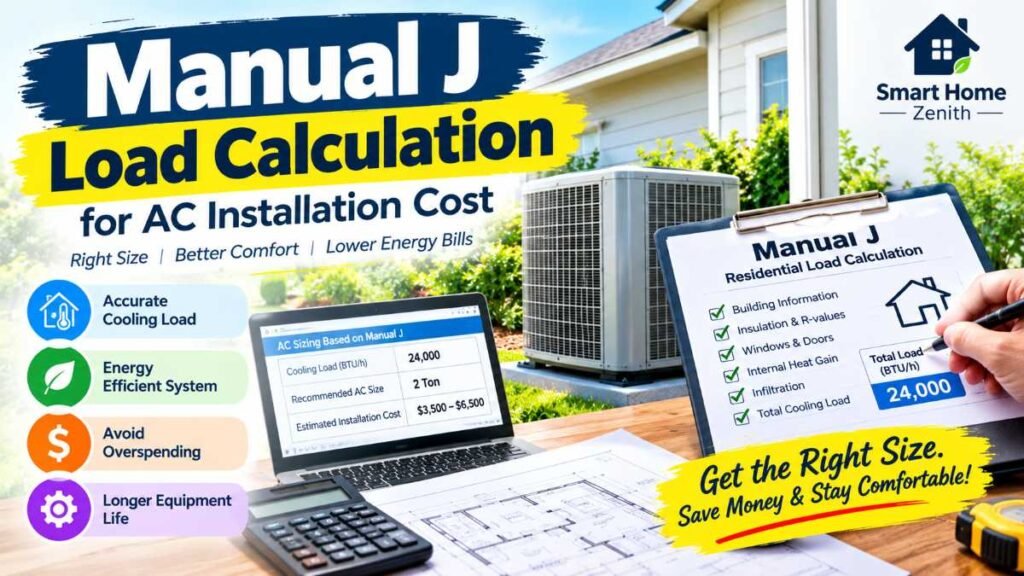 HVAC engineer performing Manual J load calculation to reduce total ac installation cost