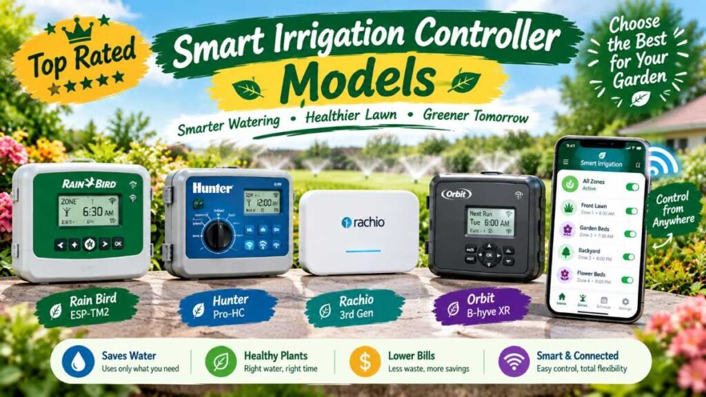 Modern smart irrigation controller units for residential yards