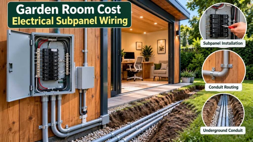 Professional electrical subpanel hookup impacting garden room cost