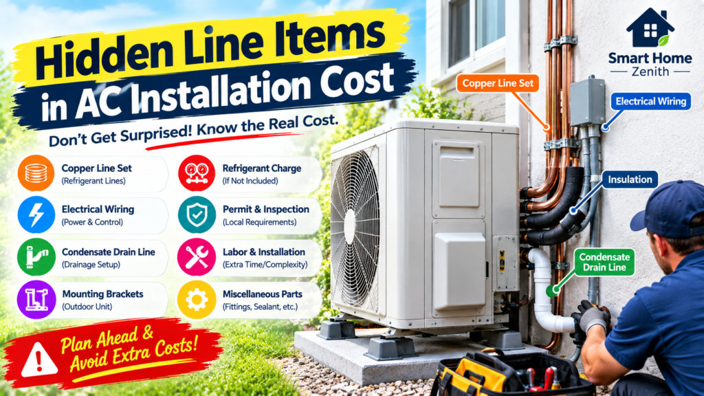 Replacing copper refrigerant line set during an ac installation cost breakdown