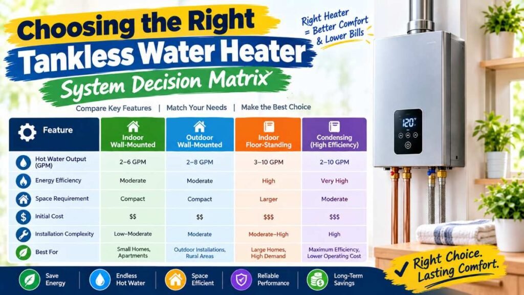 System decision matrix from Tankless Water Heater Guide