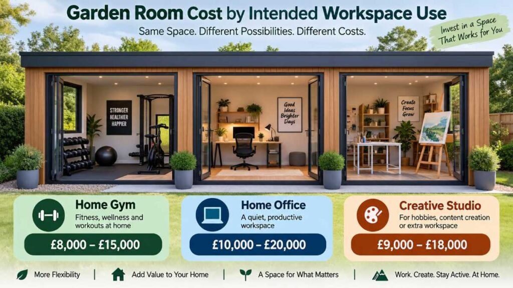 Layout options influencing long-term garden room cost and value