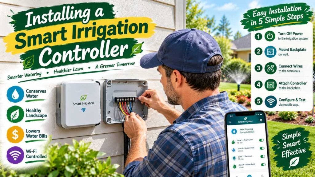 DIY homeowner wiring terminal blocks on a smart irrigation controller