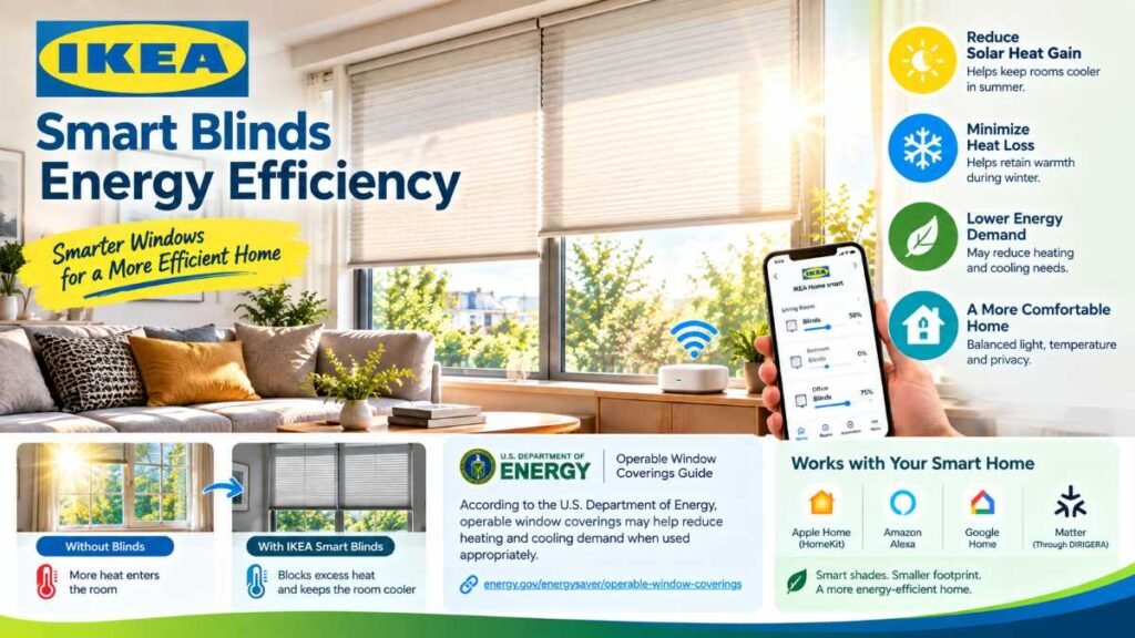 Sunlight passing through ikea smart blinds on energy efficient windows
