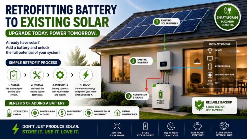 Inverter equipment being connected to an existing solar panel array.