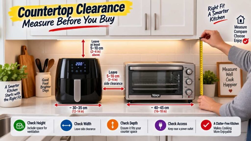 Measuring counter space before choosing an air fryer vs convection oven