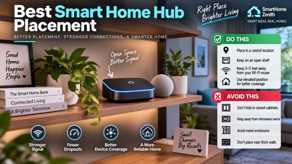 Correct open shelf placement for the best smart home hub mesh network