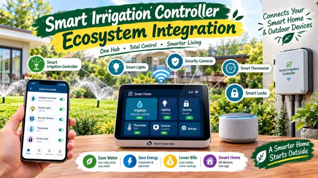 Smart home touchscreen hub linked to a smart irrigation controller