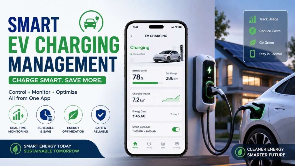 Smart home mobile application monitoring EV charger power draw