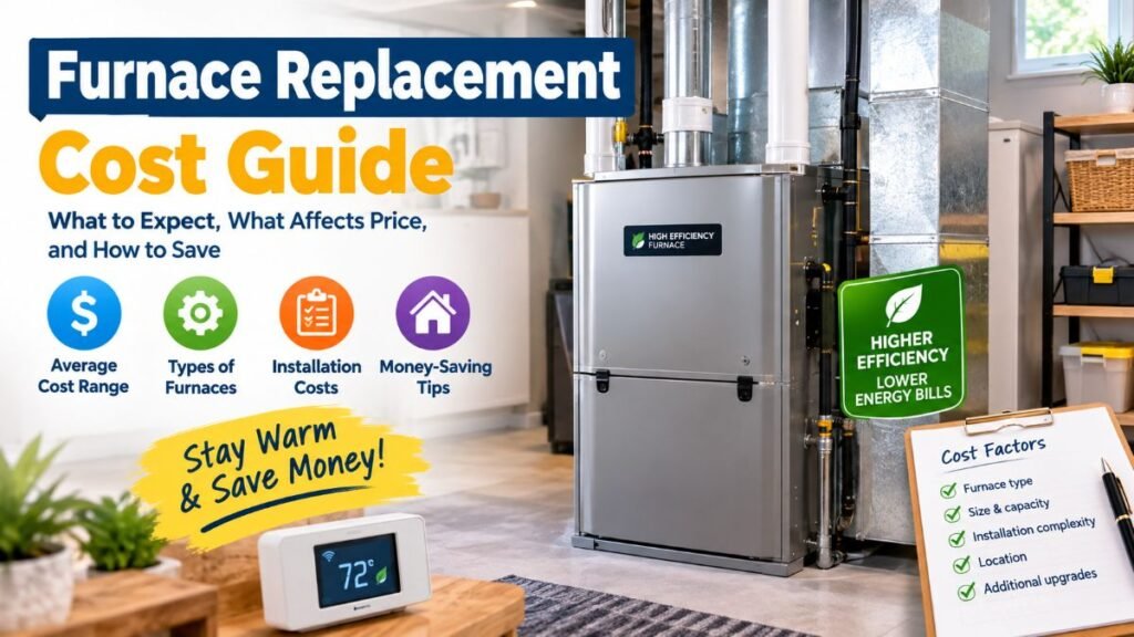 Modern high-efficiency heating system reflecting total furnace replacement cost