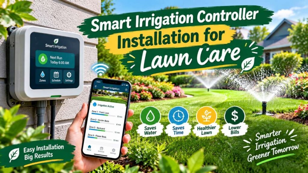 Wall-mounted smart irrigation controller managing yard sprinklers