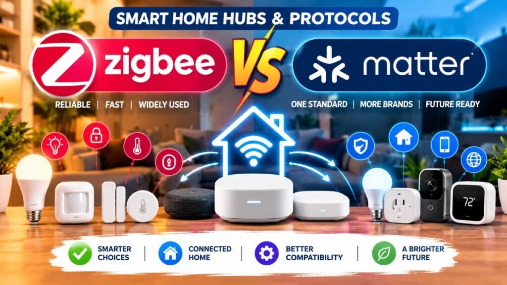 Comparing Zigbee vs Matter smart home protocols for home automation