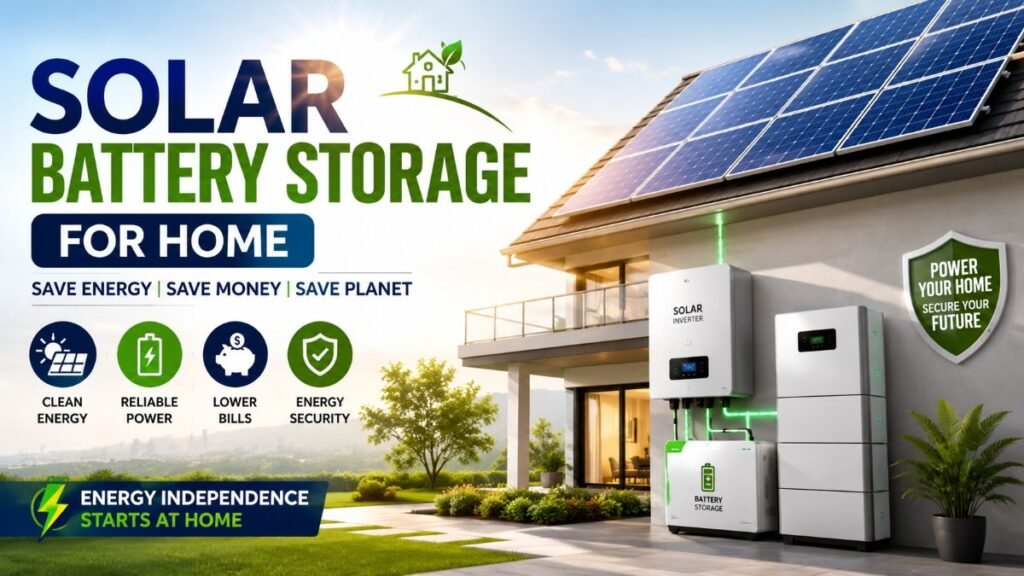 Wall-mounted solar battery storage for home system installed in a modern garage.