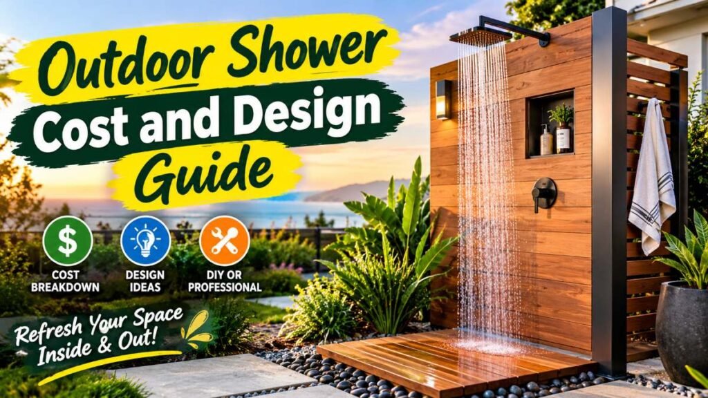 Modern wooden outdoor shower installation cost guide