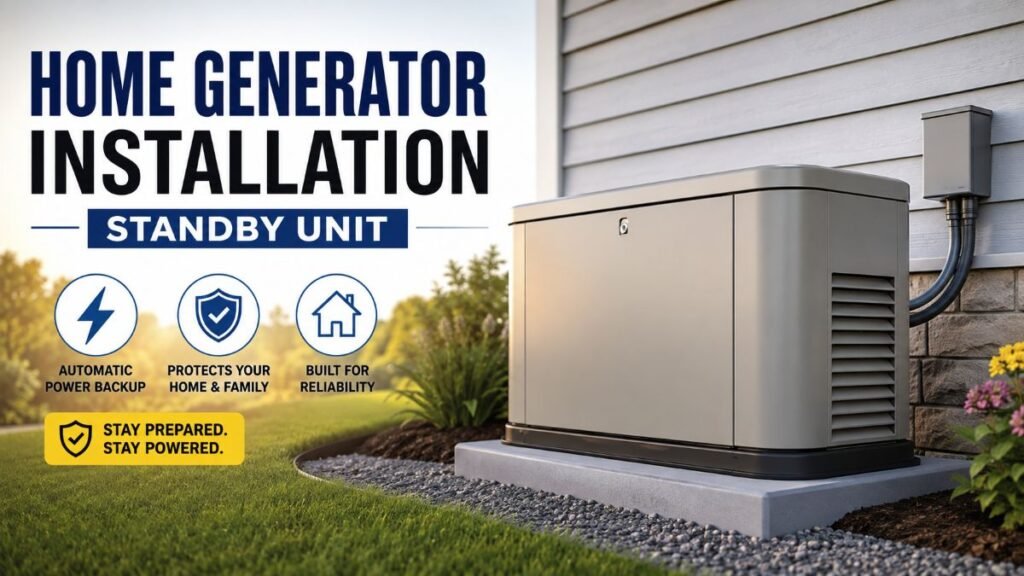 Modern Home Generator Installation unit placed outside a U.S.