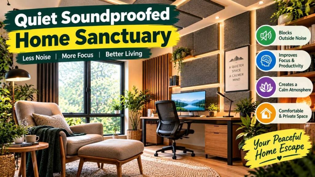 A peaceful, fully soundproofed home office space free from outside noise