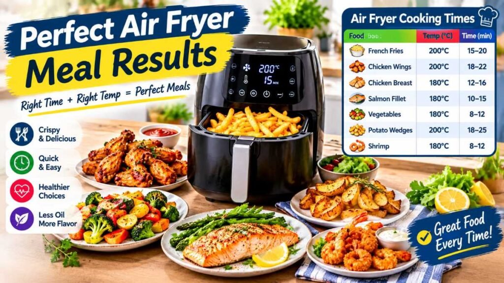Delicious meal prepared following the air fryer cooking times chart