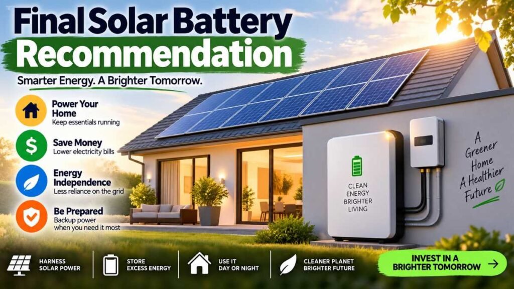 Efficient solar-powered suburban home at dusk with battery running